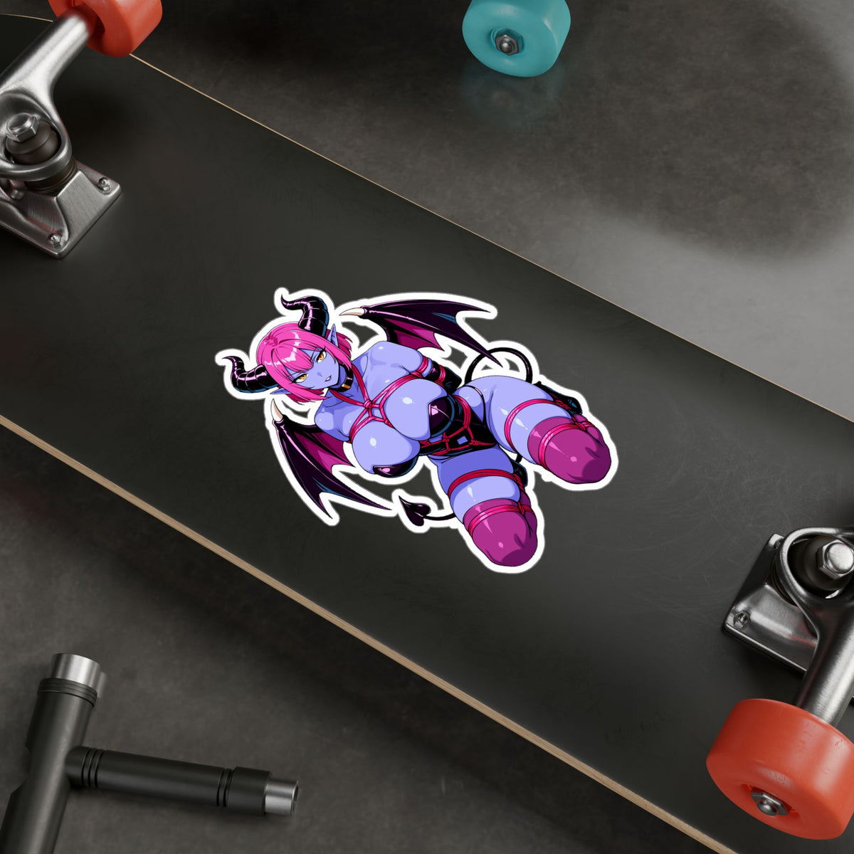 Purple Succubus Shibari Sticker - Lewd Anime Demon Girl Vinyl Decal - NSFW Waifu