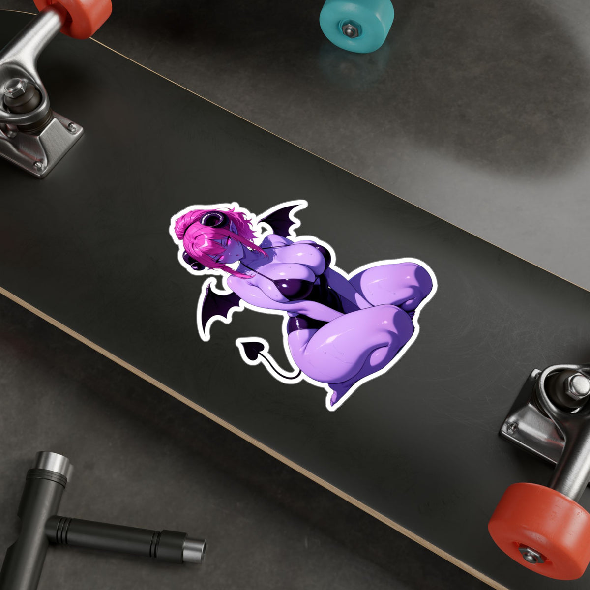 Lewd Purple Succubus Mommy Waifu Swimsuit Anime Sticker | NSFW Vinyl Die-Cut