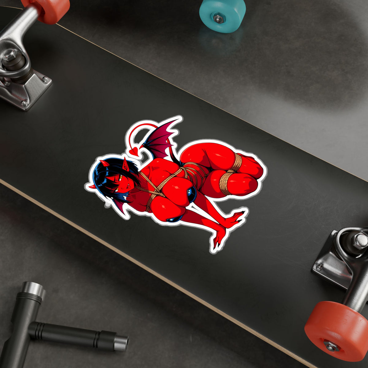 Red Succubus Shibari Sticker | Fantasy Demon Girl Vinyl Decal