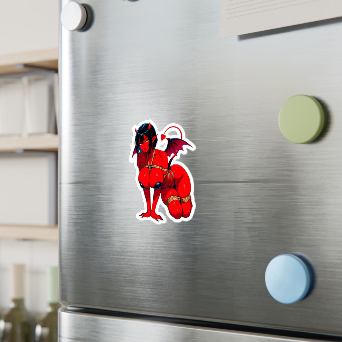 Red Succubus Shibari Sticker | Fantasy Demon Girl Vinyl Decal