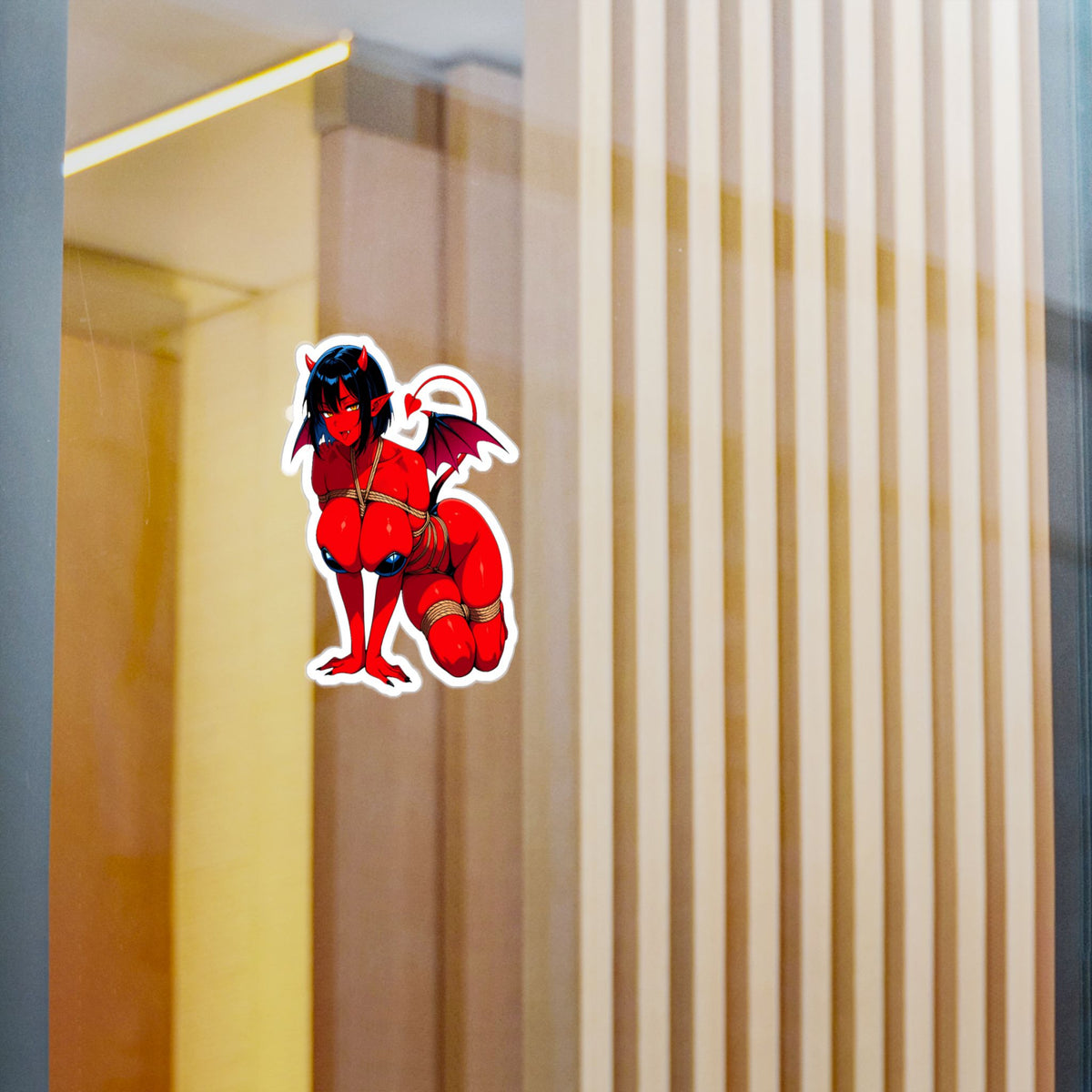 Red Succubus Shibari Sticker | Fantasy Demon Girl Vinyl Decal
