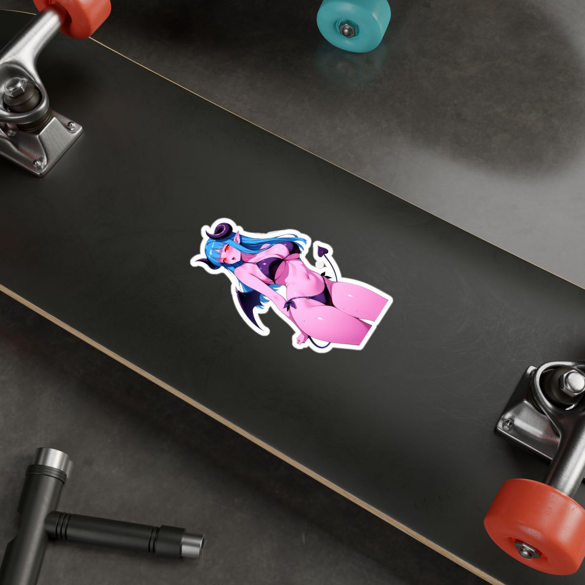 Lewd Pink Succubus Demon Girl Bikini Anime Sticker | NSFW Vinyl Die-Cut