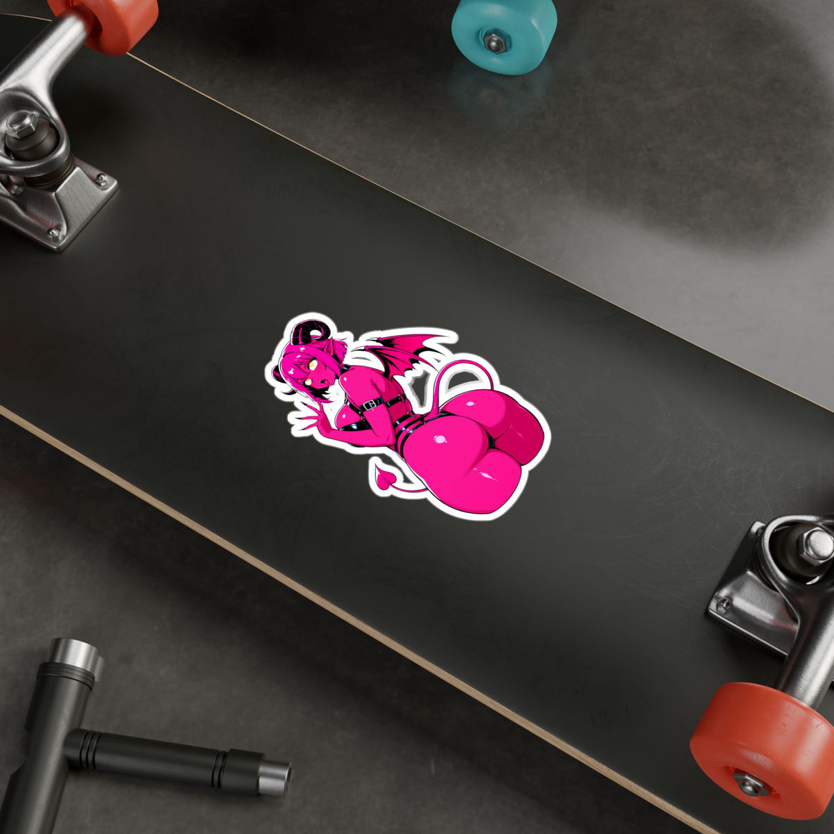 Pink Succubus Anime Sticker - Lewd Demon Girl Vinyl Decal - NSFW Waifu Laptop, Window, Car, Bottle Sticker