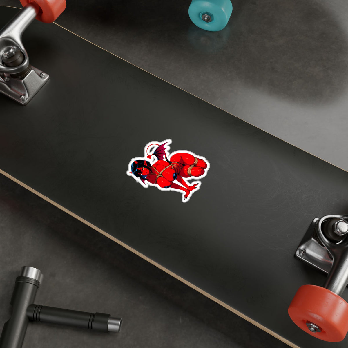 Red Succubus Shibari Sticker | Fantasy Demon Girl Vinyl Decal