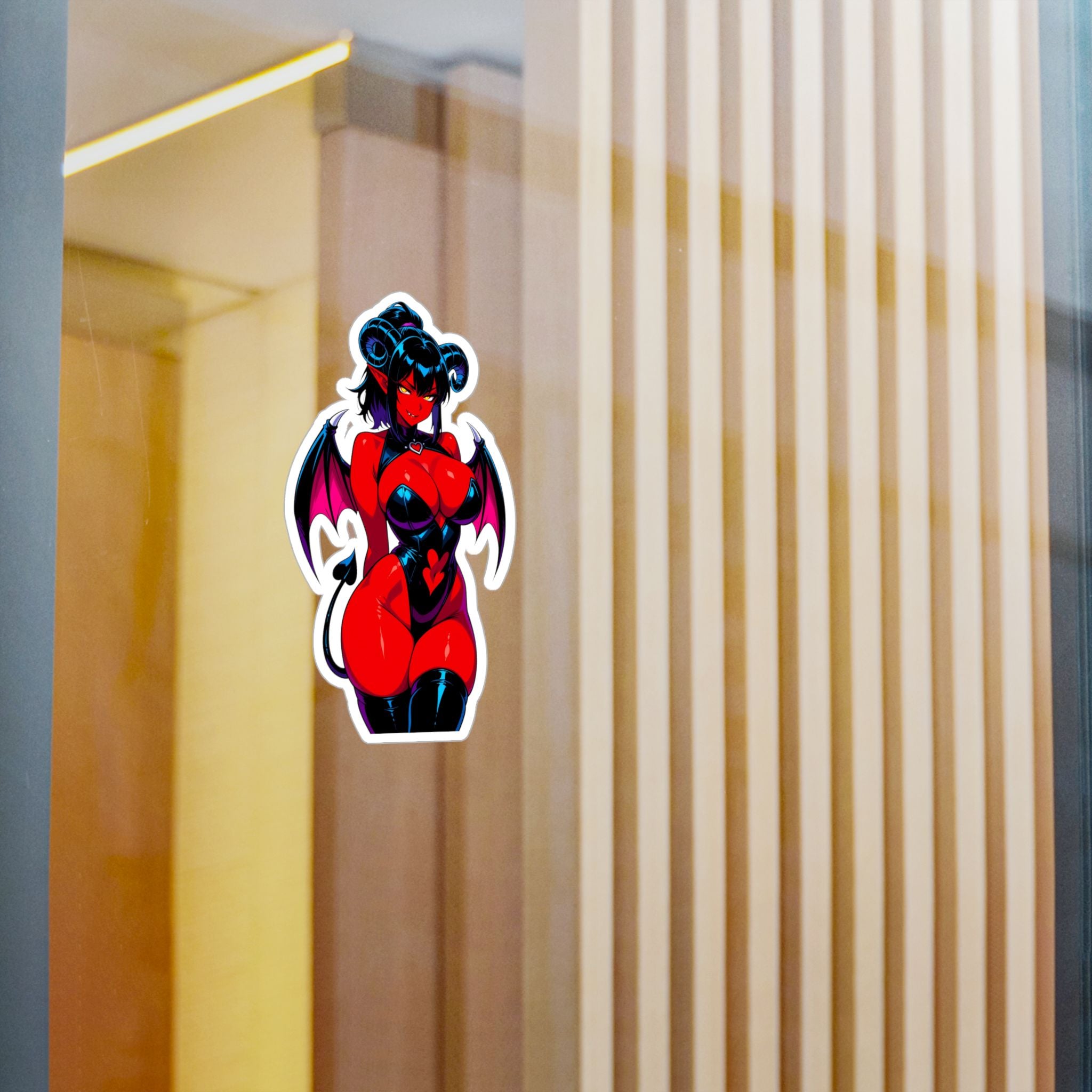 Succubus Vinyl Sticker — Kiss-Cut Red Demoness Decal