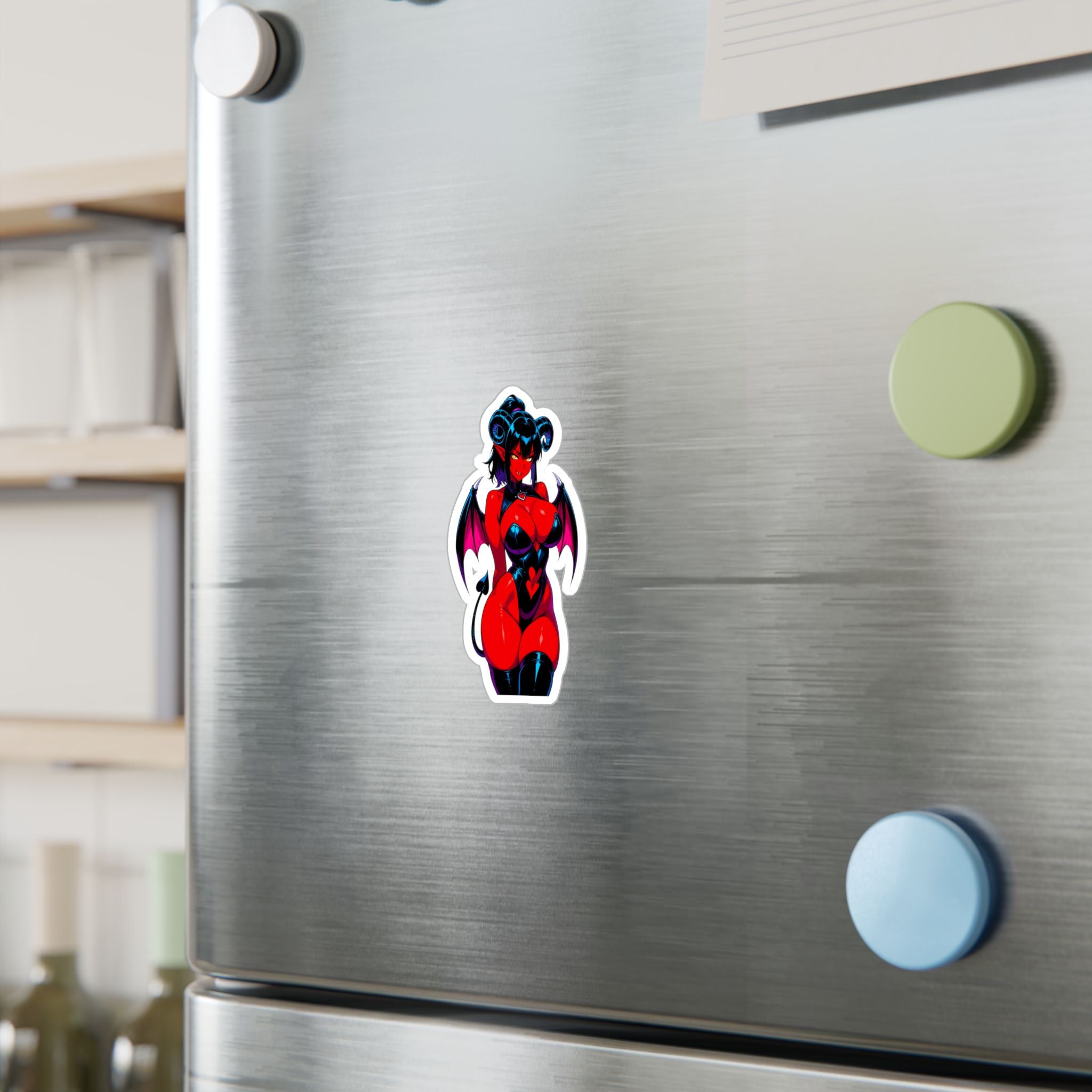 Succubus Vinyl Sticker — Kiss-Cut Red Demoness Decal