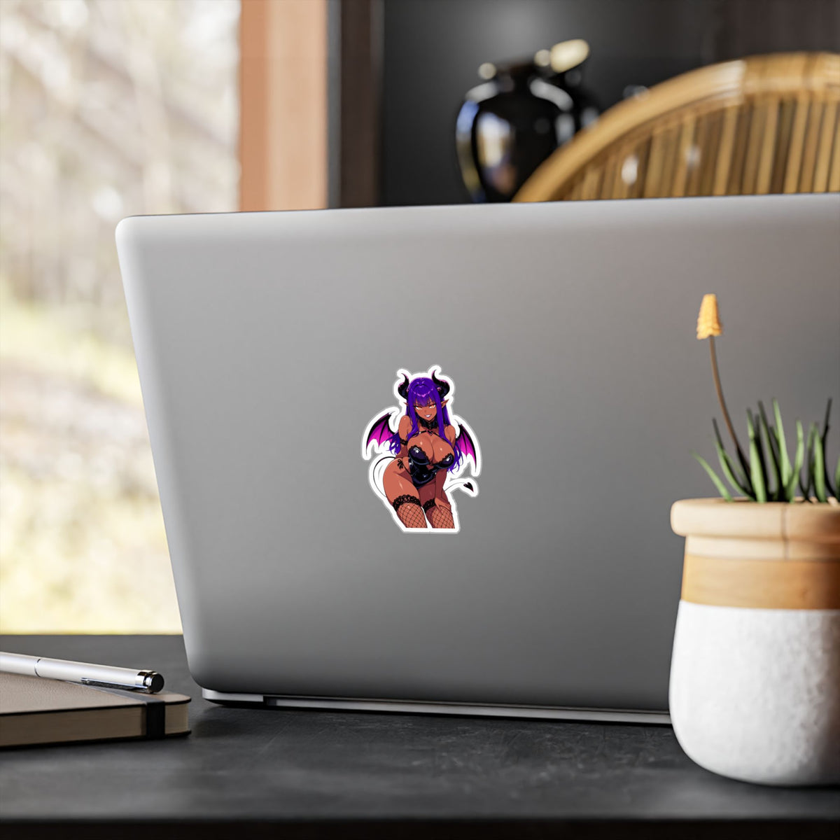 Purple Hair Tan Succubus Sticker Kiss-Cut Vinyl Decal | Anime Demon Girl