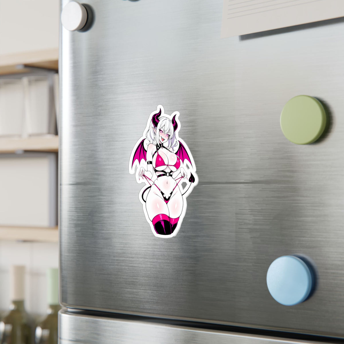 Lewd Pale Succubus Demon Girl Micro Bikini Anime Sticker | NSFW Vinyl Die-Cut