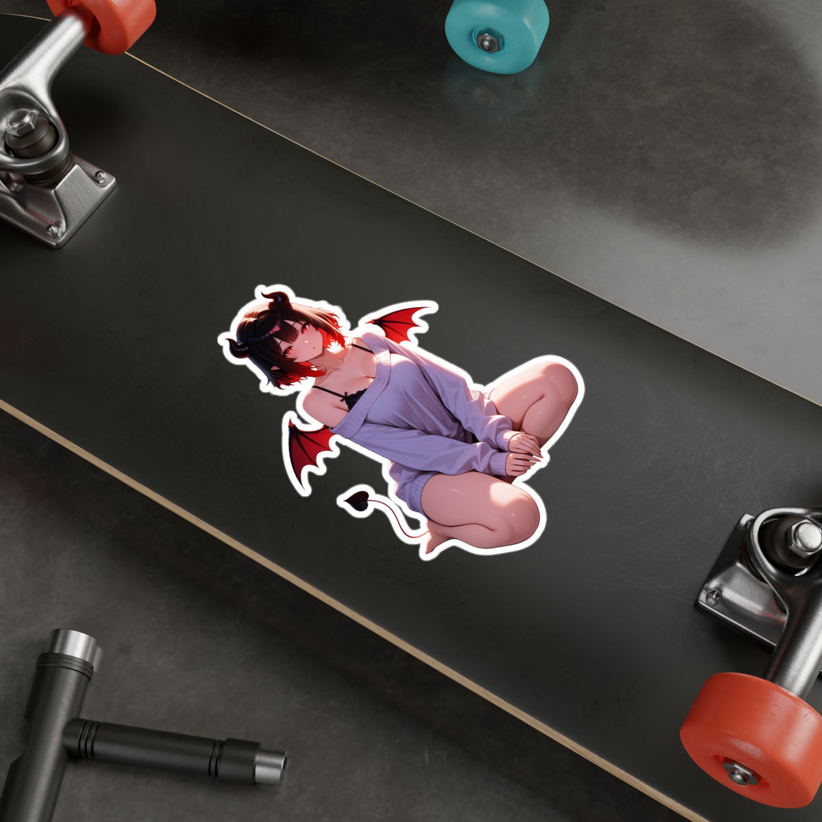 Cozy Soft Succubus Waifu Lofi Anime Sticker | Comfy Oversized Sweater Vinyl Die-Cut