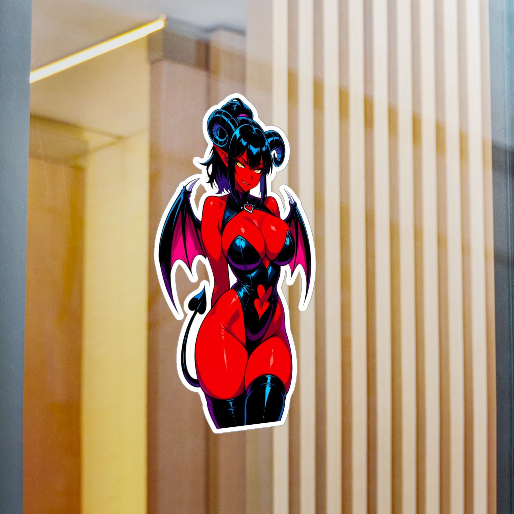 Succubus Vinyl Sticker — Kiss-Cut Red Demoness Decal
