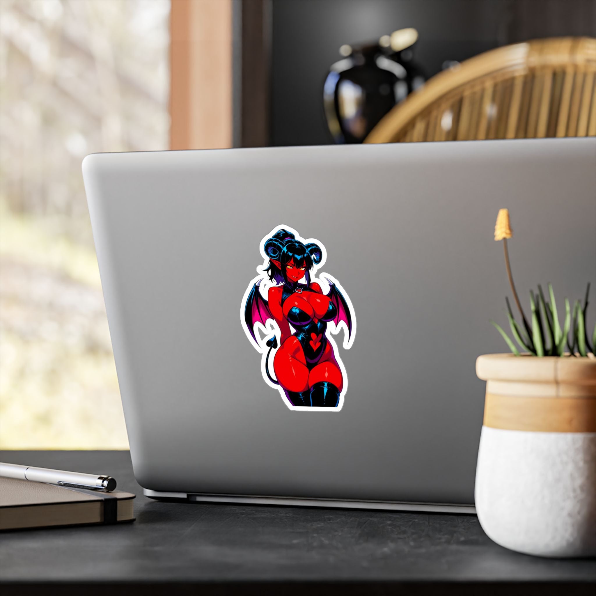 Succubus Vinyl Sticker — Kiss-Cut Red Demoness Decal