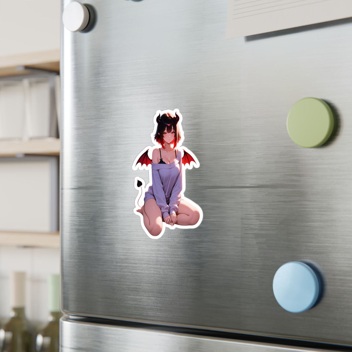 Cozy Soft Succubus Waifu Lofi Anime Sticker | Comfy Oversized Sweater Vinyl Die-Cut