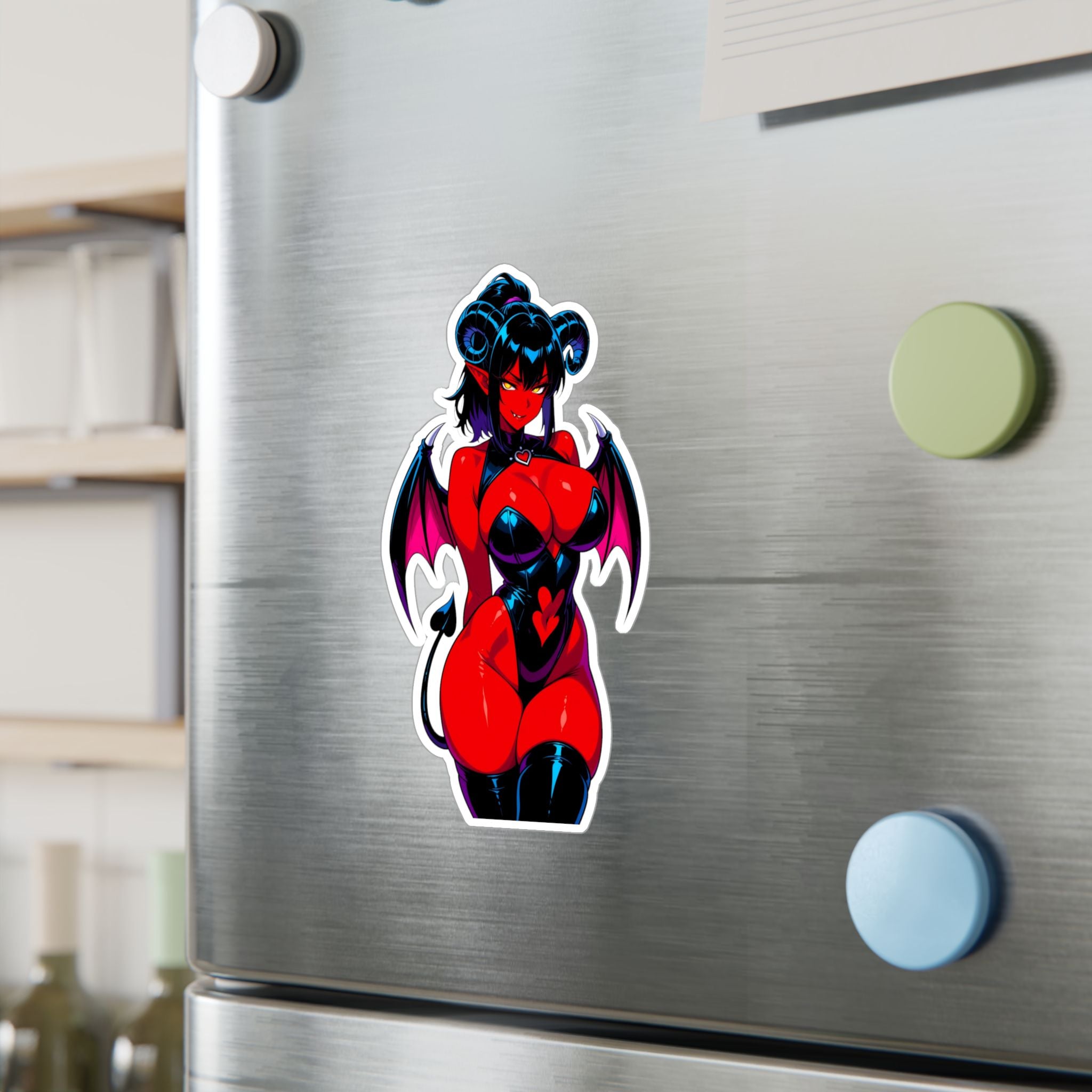 Succubus Vinyl Sticker — Kiss-Cut Red Demoness Decal