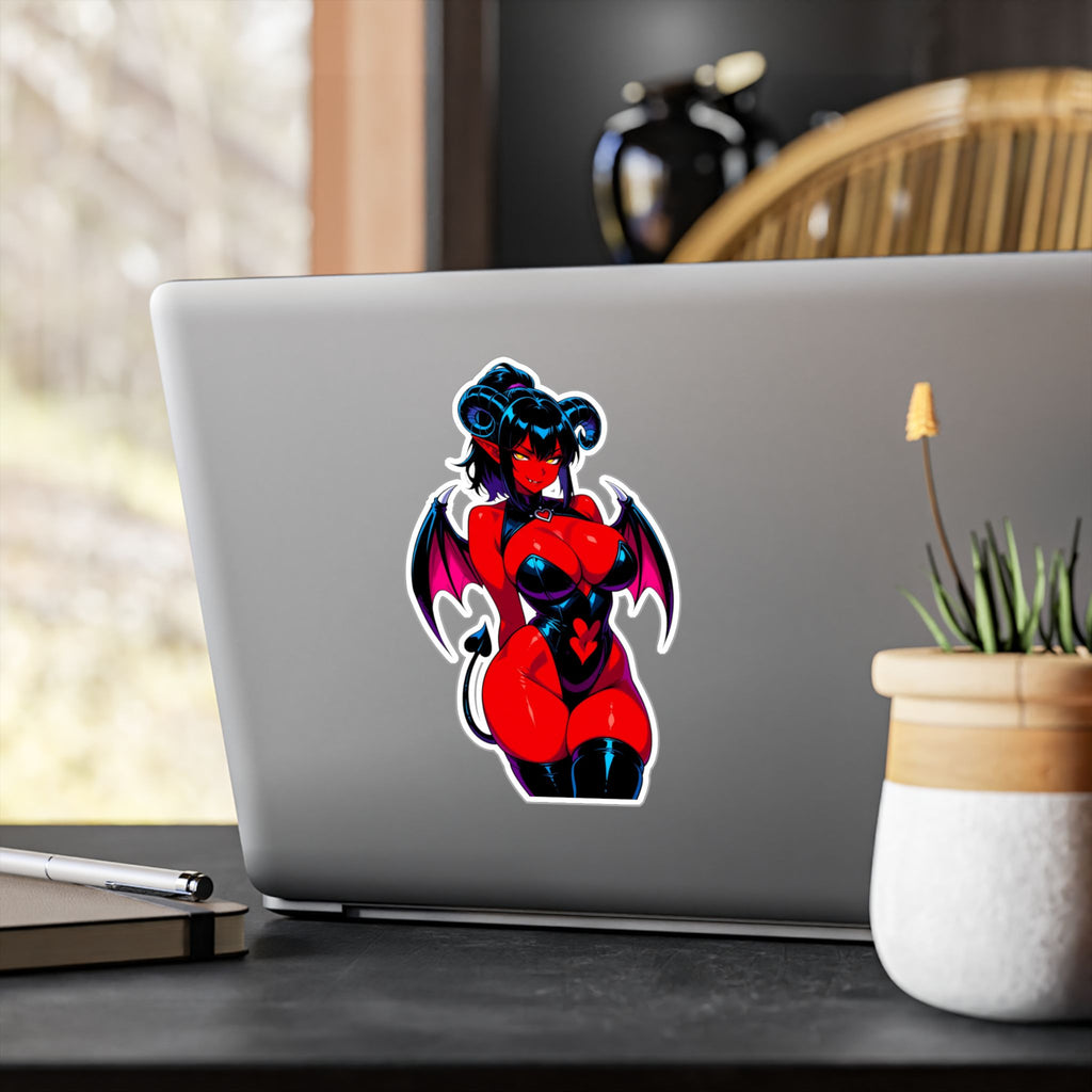 Succubus Vinyl Sticker — Kiss-Cut Red Demoness Decal