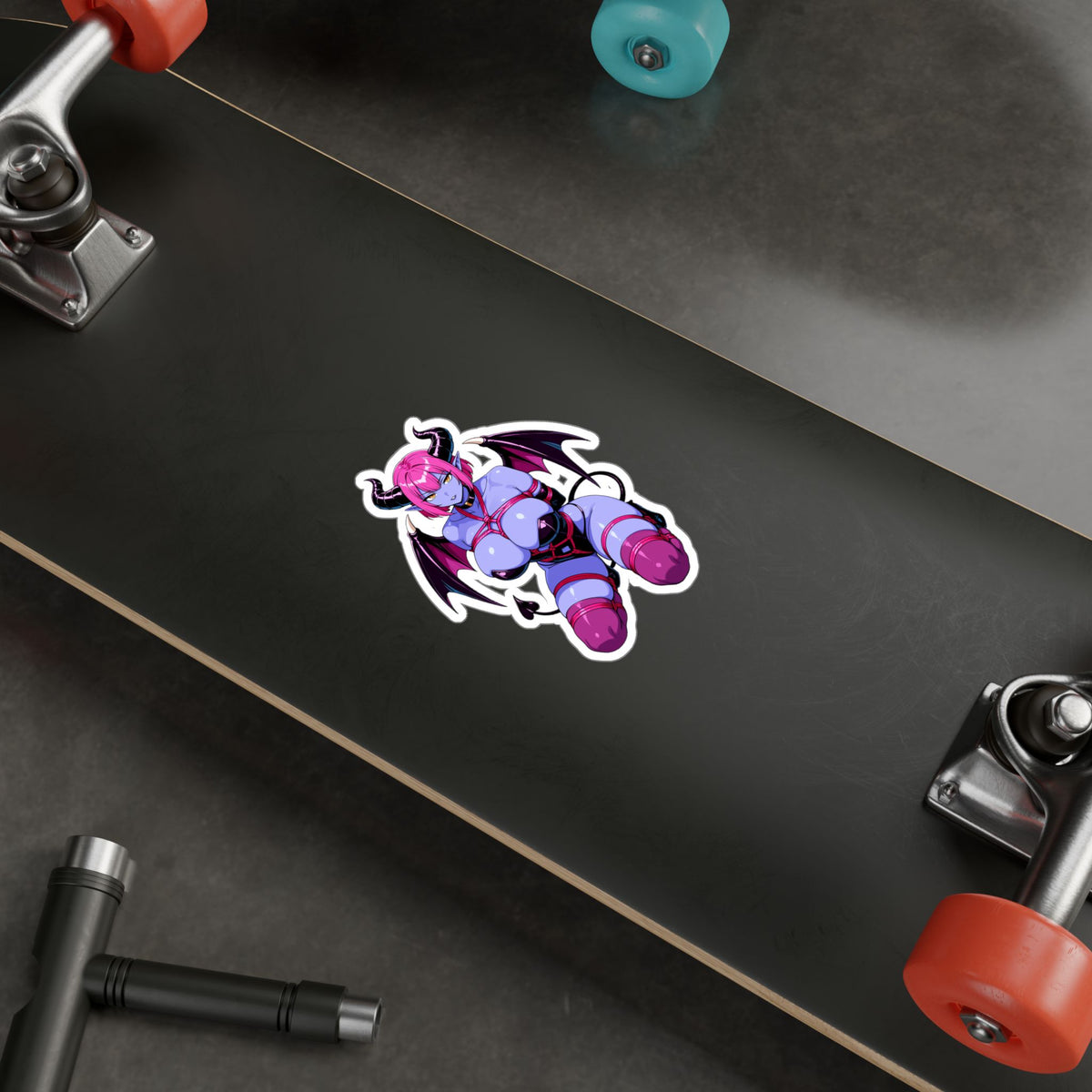 Purple Succubus Shibari Sticker - Lewd Anime Demon Girl Vinyl Decal - NSFW Waifu