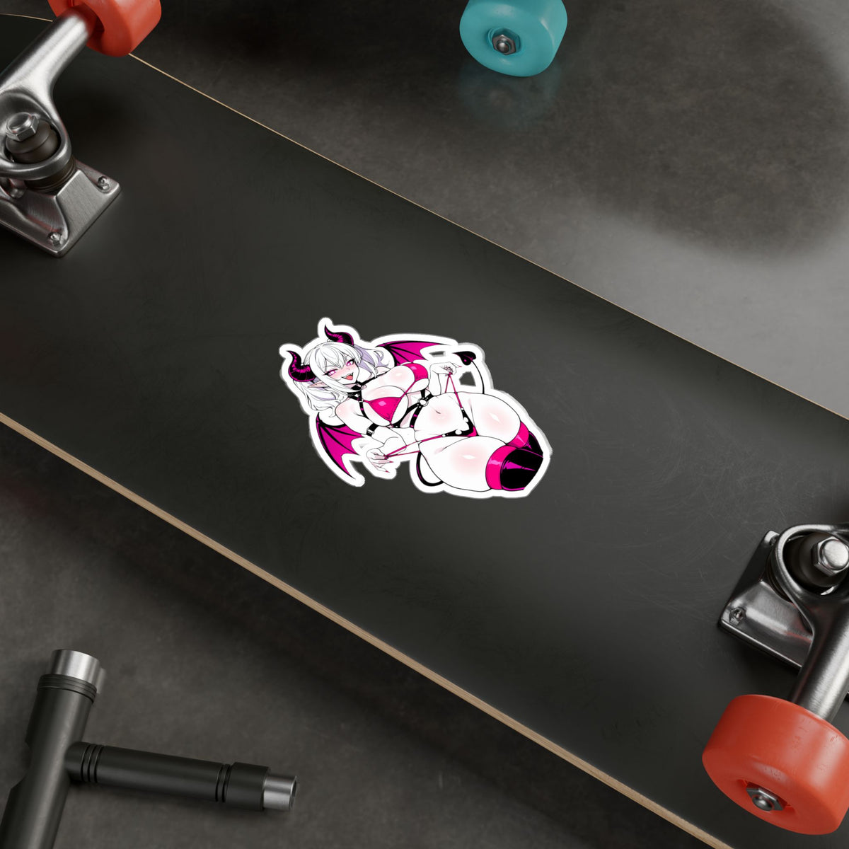 Lewd Pale Succubus Demon Girl Micro Bikini Anime Sticker | NSFW Vinyl Die-Cut