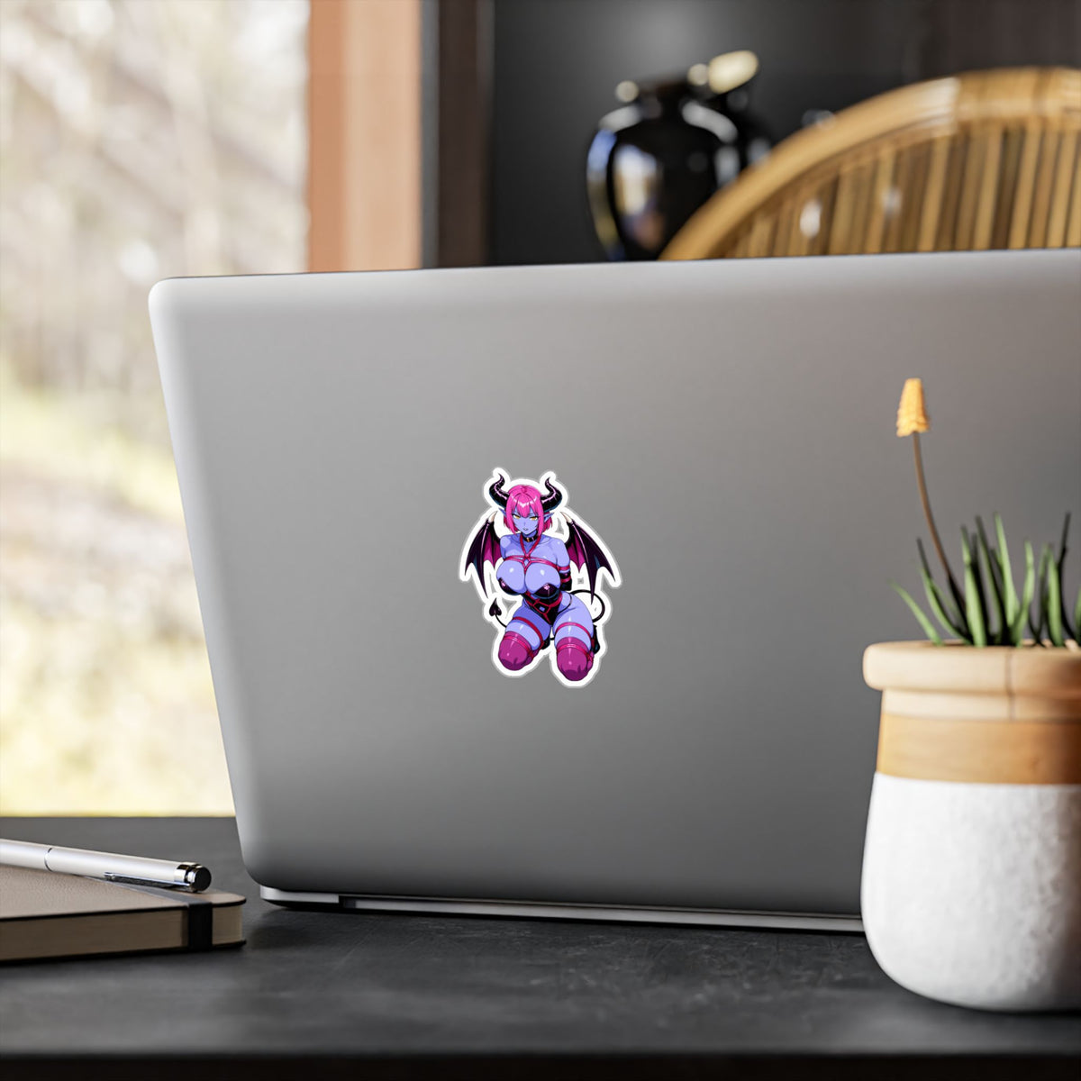 Purple Succubus Shibari Sticker - Lewd Anime Demon Girl Vinyl Decal - NSFW Waifu