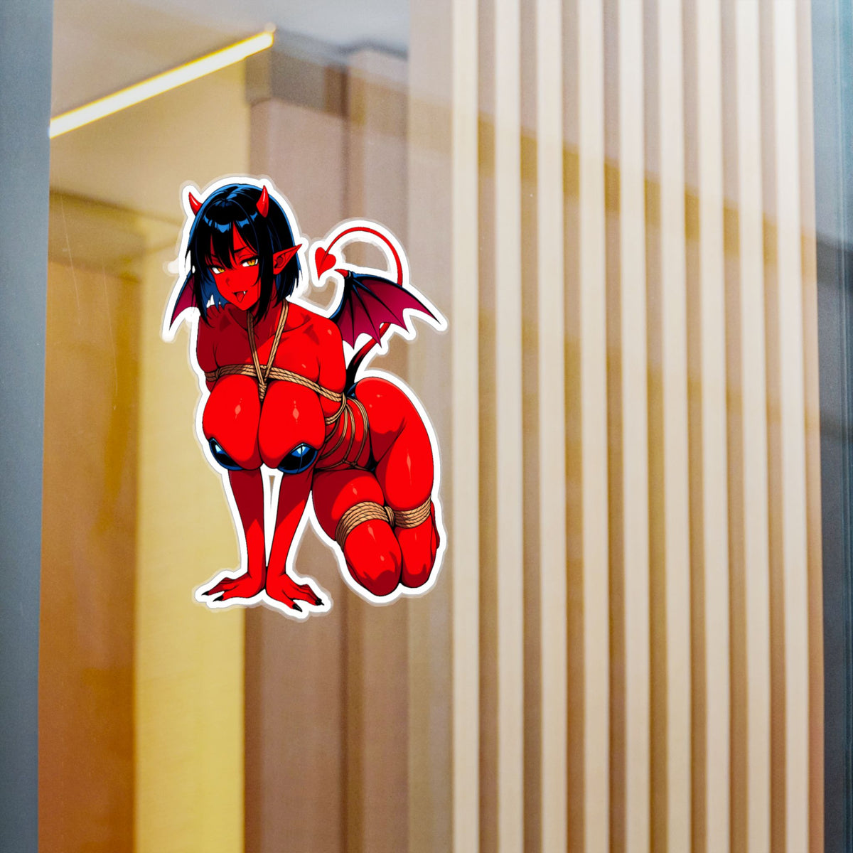 Red Succubus Shibari Sticker | Fantasy Demon Girl Vinyl Decal