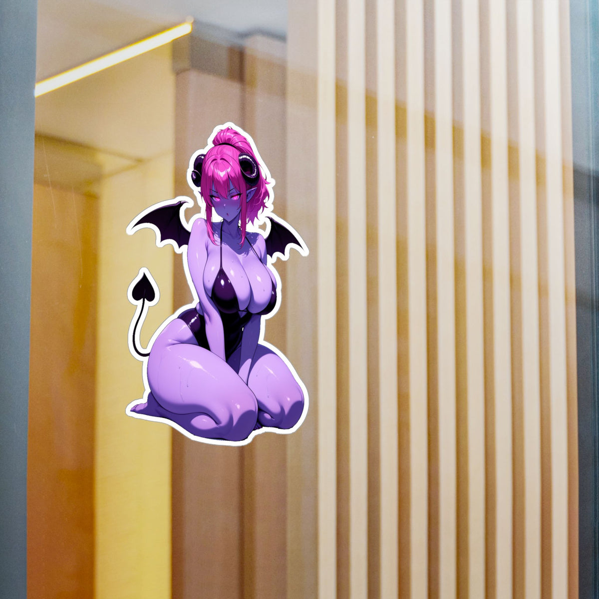 Lewd Purple Succubus Mommy Waifu Swimsuit Anime Sticker | NSFW Vinyl Die-Cut