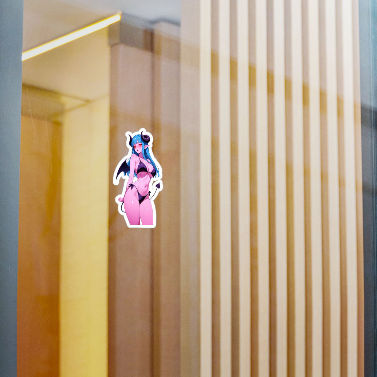 Lewd Pink Succubus Demon Girl Bikini Anime Sticker | NSFW Vinyl Die-Cut