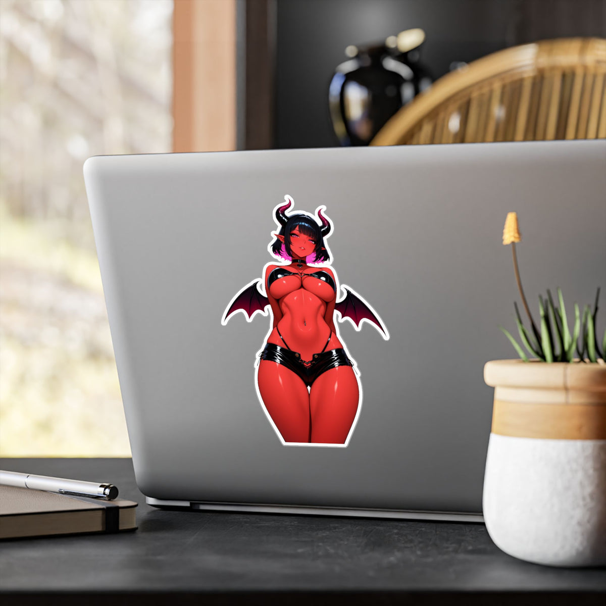 Red Succubus Waifu Demon Girl Lewd Anime Sticker | NSFW Vinyl Die-Cut