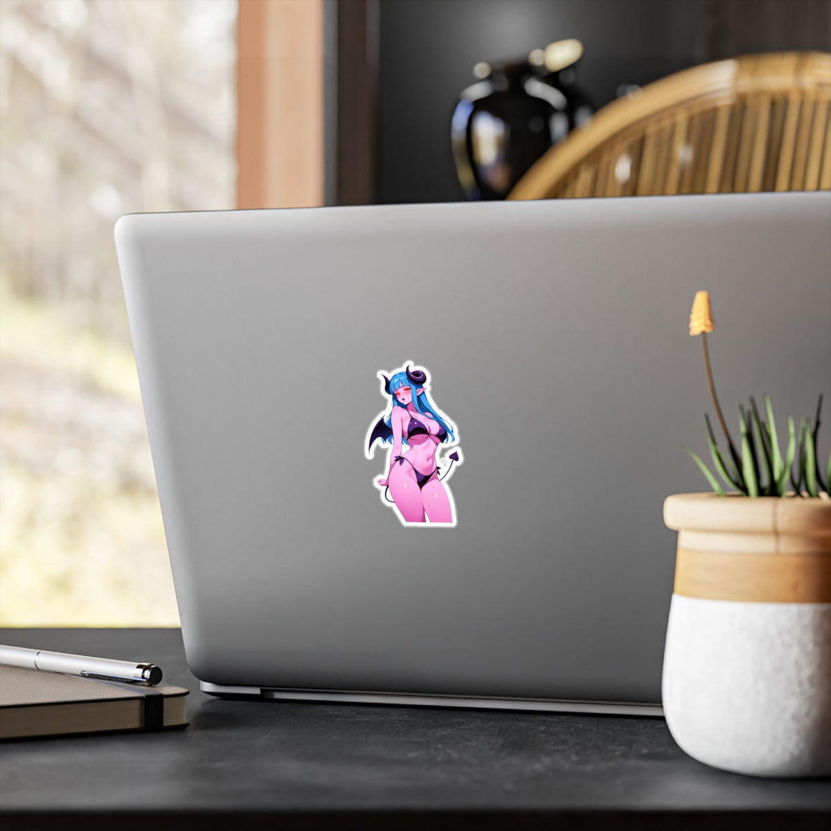 Lewd Pink Succubus Demon Girl Bikini Anime Sticker | NSFW Vinyl Die-Cut