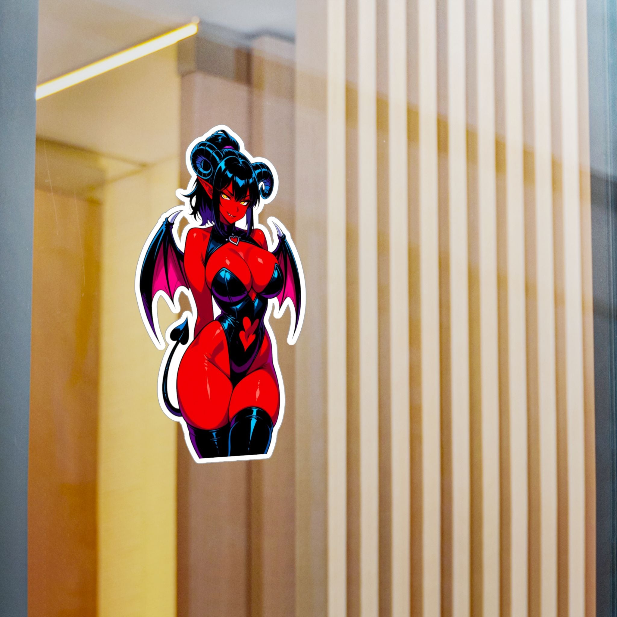 Succubus Vinyl Sticker — Kiss-Cut Red Demoness Decal