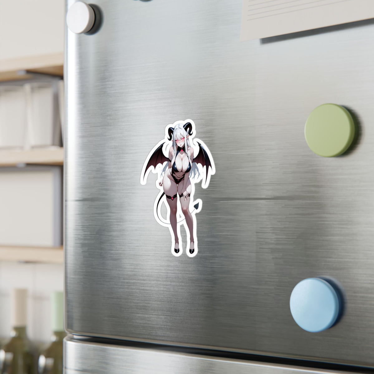 Lewd Pale Succubus Waifu Demon Girl Black Bikini Anime Sticker | NSFW Vinyl Die-Cut