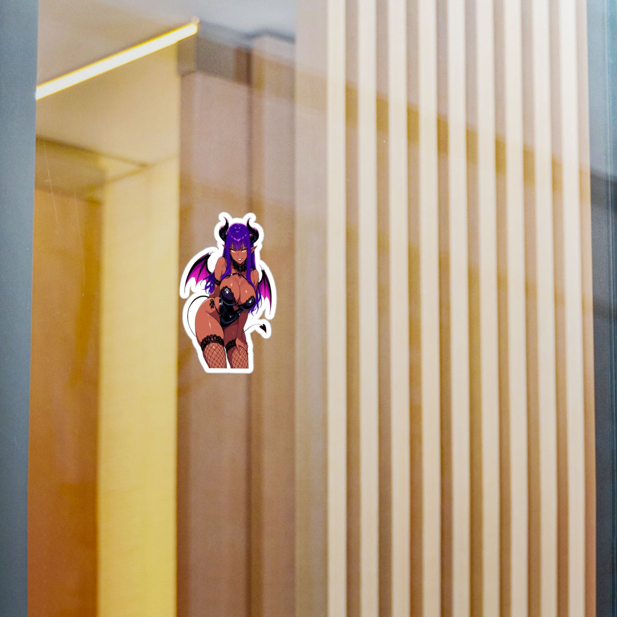 Purple Hair Tan Succubus Sticker Kiss-Cut Vinyl Decal | Anime Demon Girl