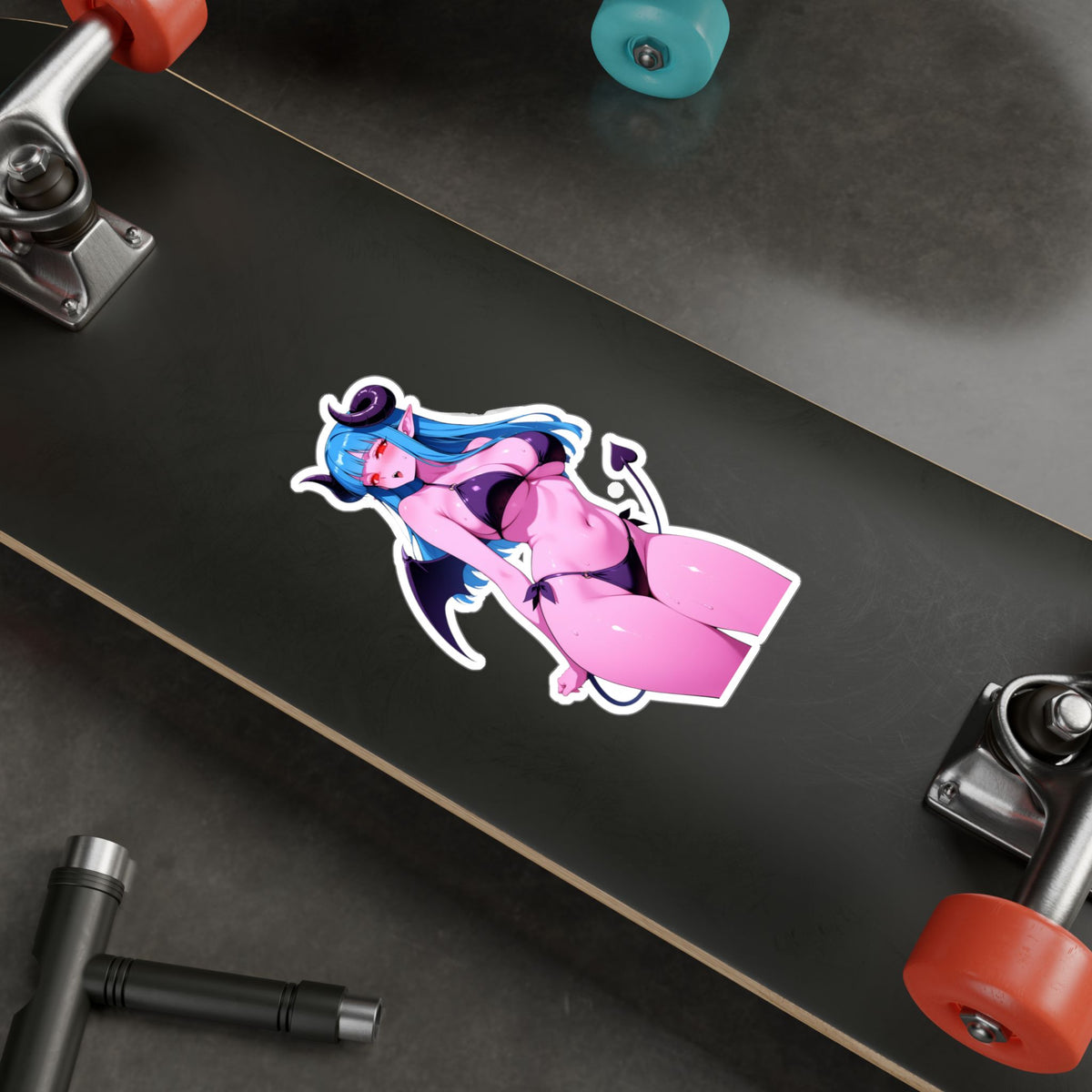 Lewd Pink Succubus Demon Girl Bikini Anime Sticker | NSFW Vinyl Die-Cut