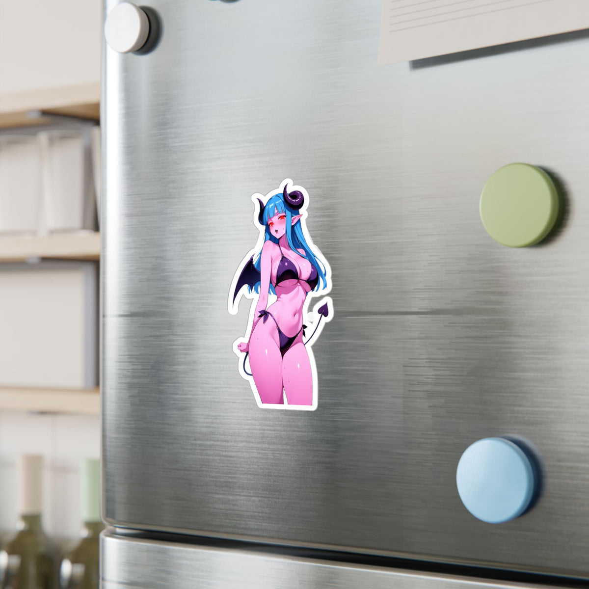 Lewd Pink Succubus Demon Girl Bikini Anime Sticker | NSFW Vinyl Die-Cut