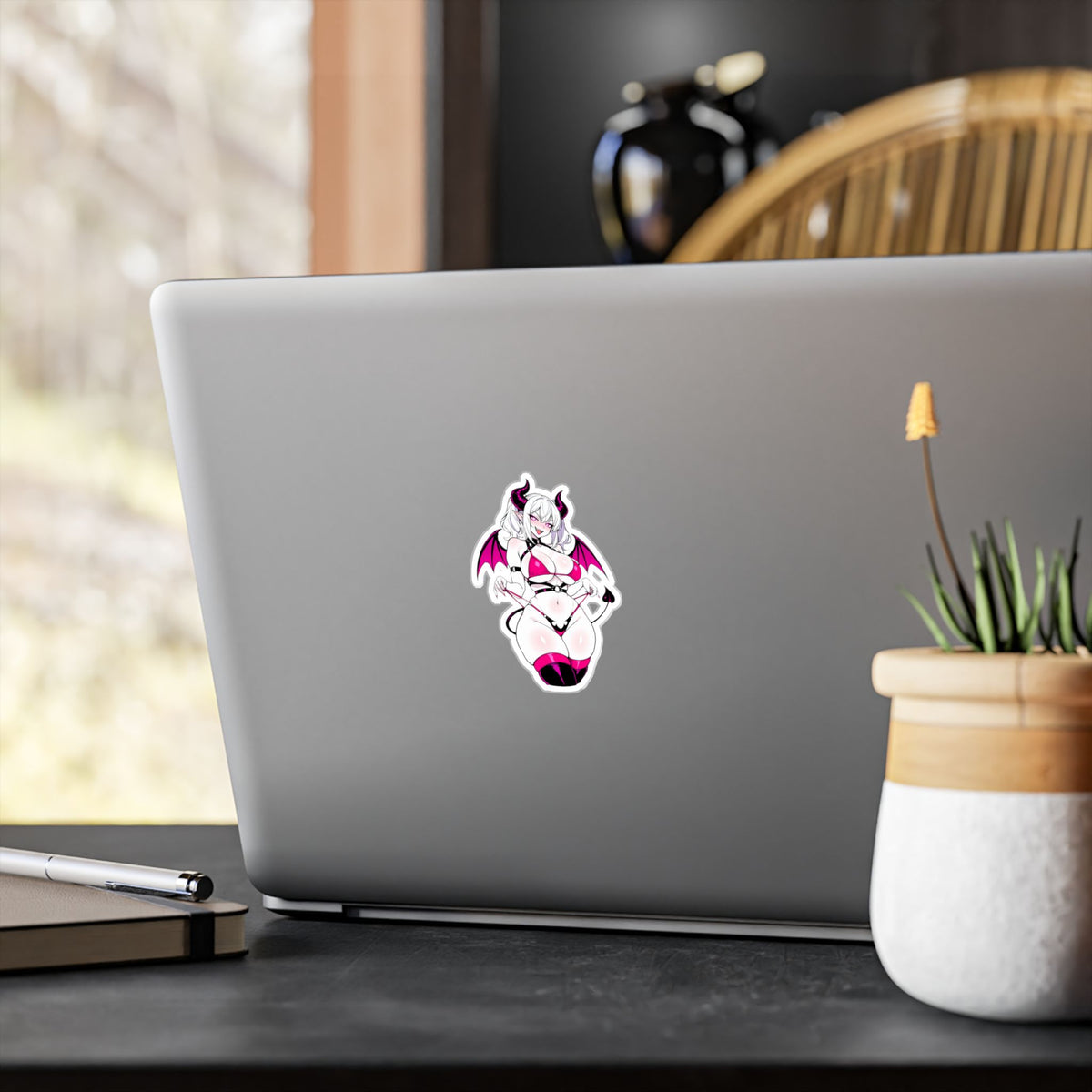 Lewd Pale Succubus Demon Girl Micro Bikini Anime Sticker | NSFW Vinyl Die-Cut