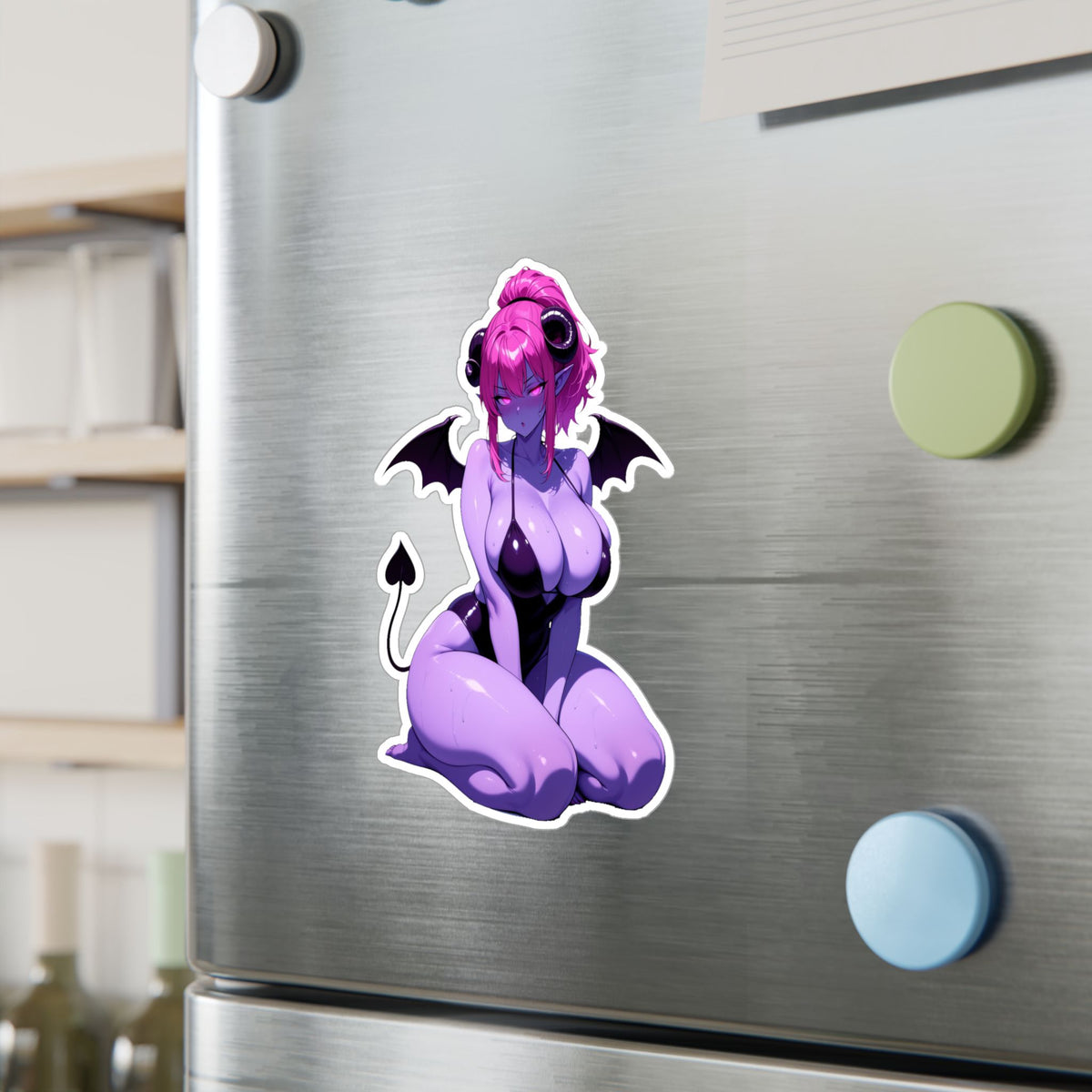 Lewd Purple Succubus Mommy Waifu Swimsuit Anime Sticker | NSFW Vinyl Die-Cut