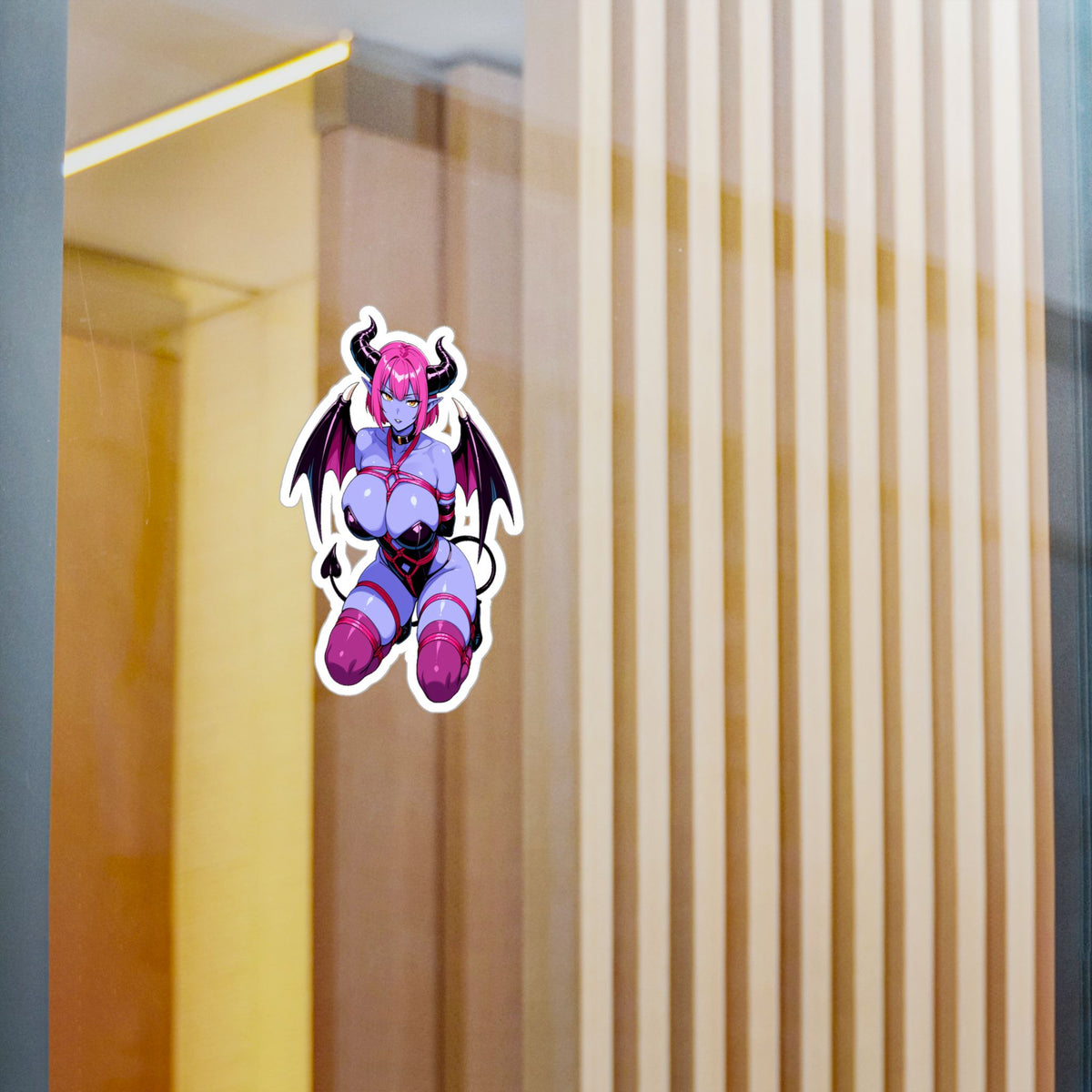 Purple Succubus Shibari Sticker - Lewd Anime Demon Girl Vinyl Decal - NSFW Waifu