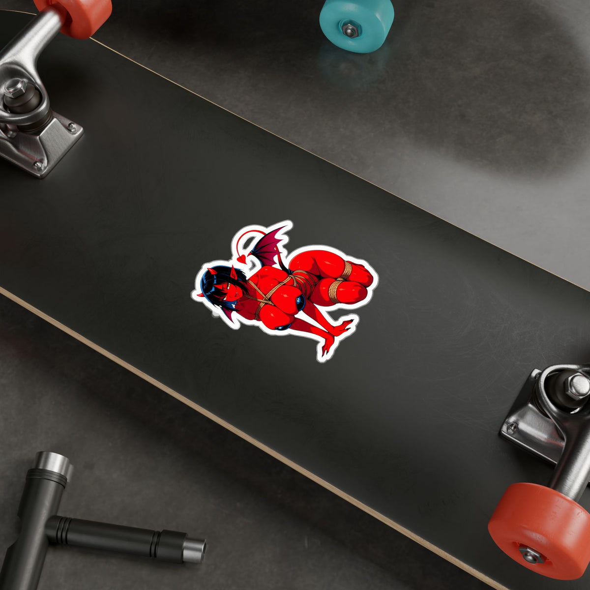 Red Succubus Shibari Sticker | Fantasy Demon Girl Vinyl Decal