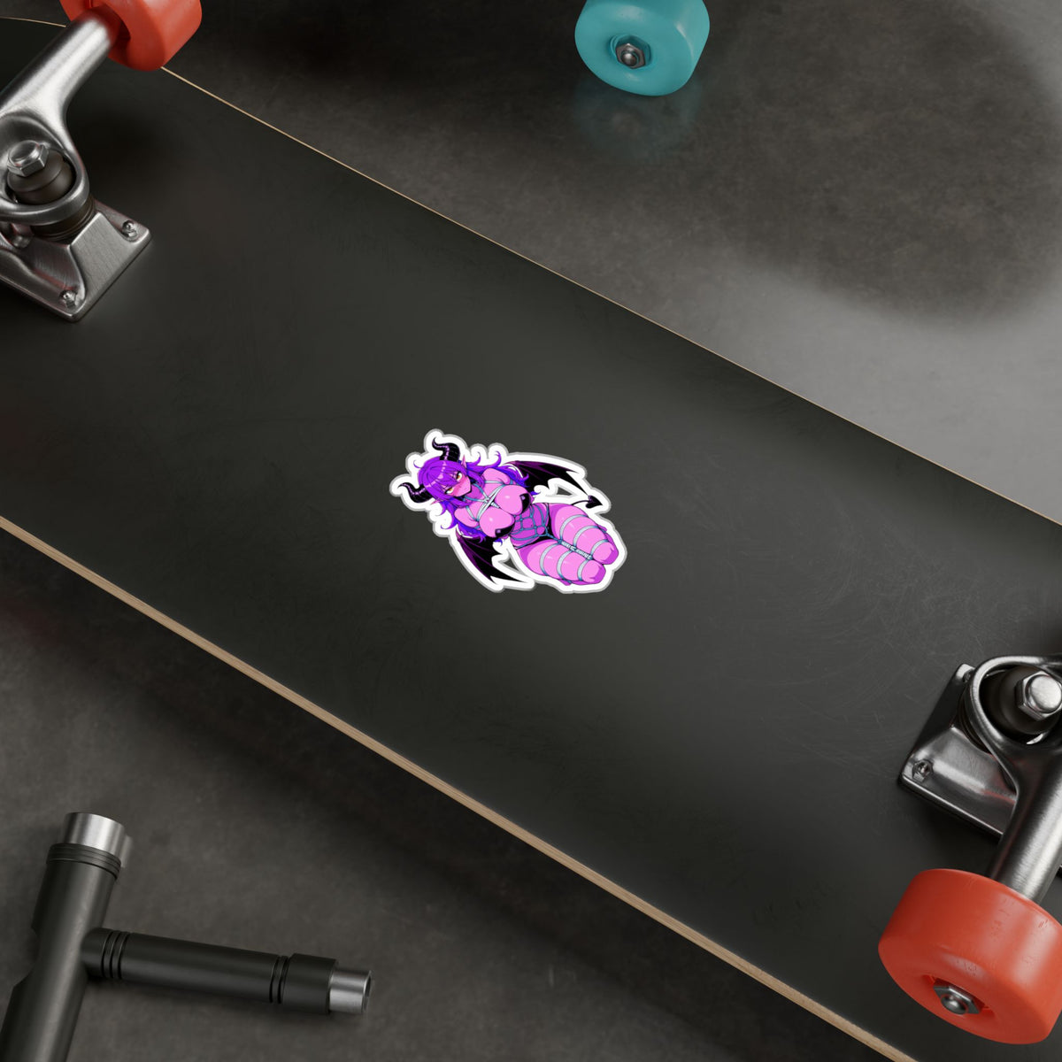 Lewd Pink Shy Waifu Succubus Demon Girl Shibari Bondage Anime Sticker | NSFW Vinyl Die-Cut
