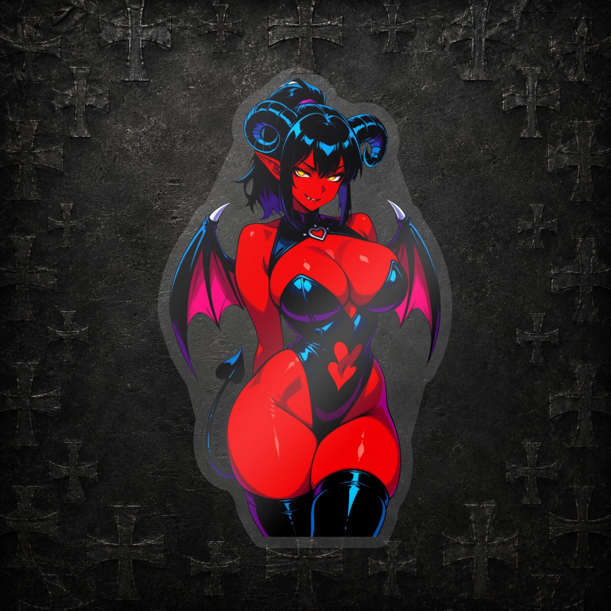 Succubus Vinyl Sticker — Kiss-Cut Red Demoness Decal