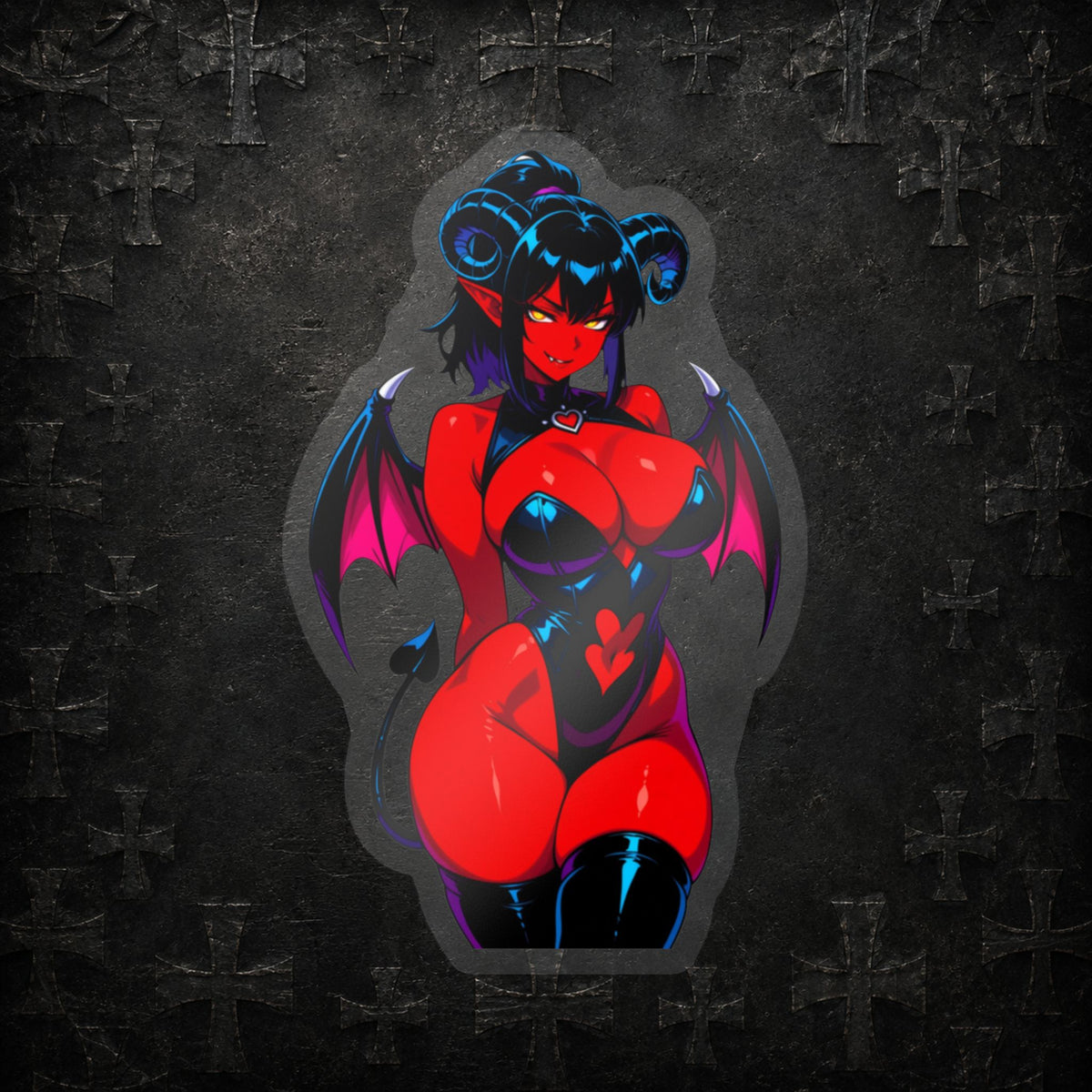 Succubus Vinyl Sticker — Kiss-Cut Red Demoness Decal