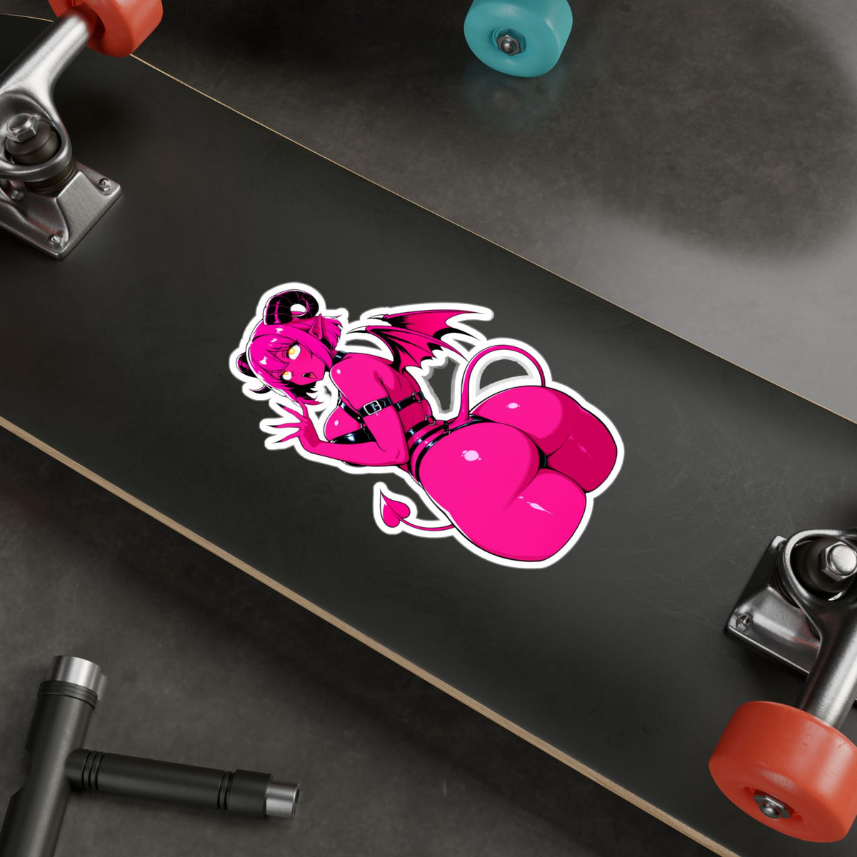Pink Succubus Anime Sticker - Lewd Demon Girl Vinyl Decal - NSFW Waifu Laptop, Window, Car, Bottle Sticker