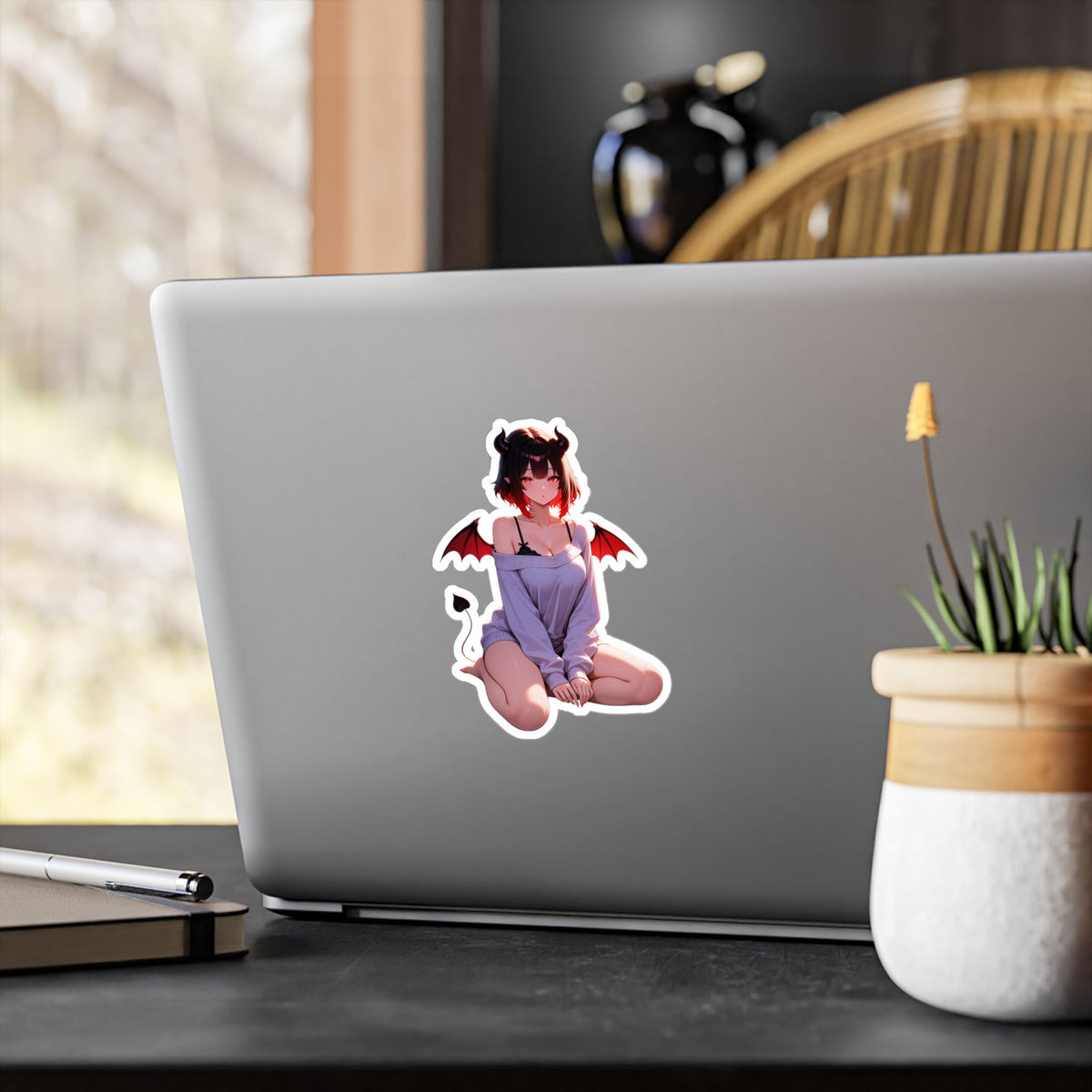Cozy Soft Succubus Waifu Lofi Anime Sticker | Comfy Oversized Sweater Vinyl Die-Cut