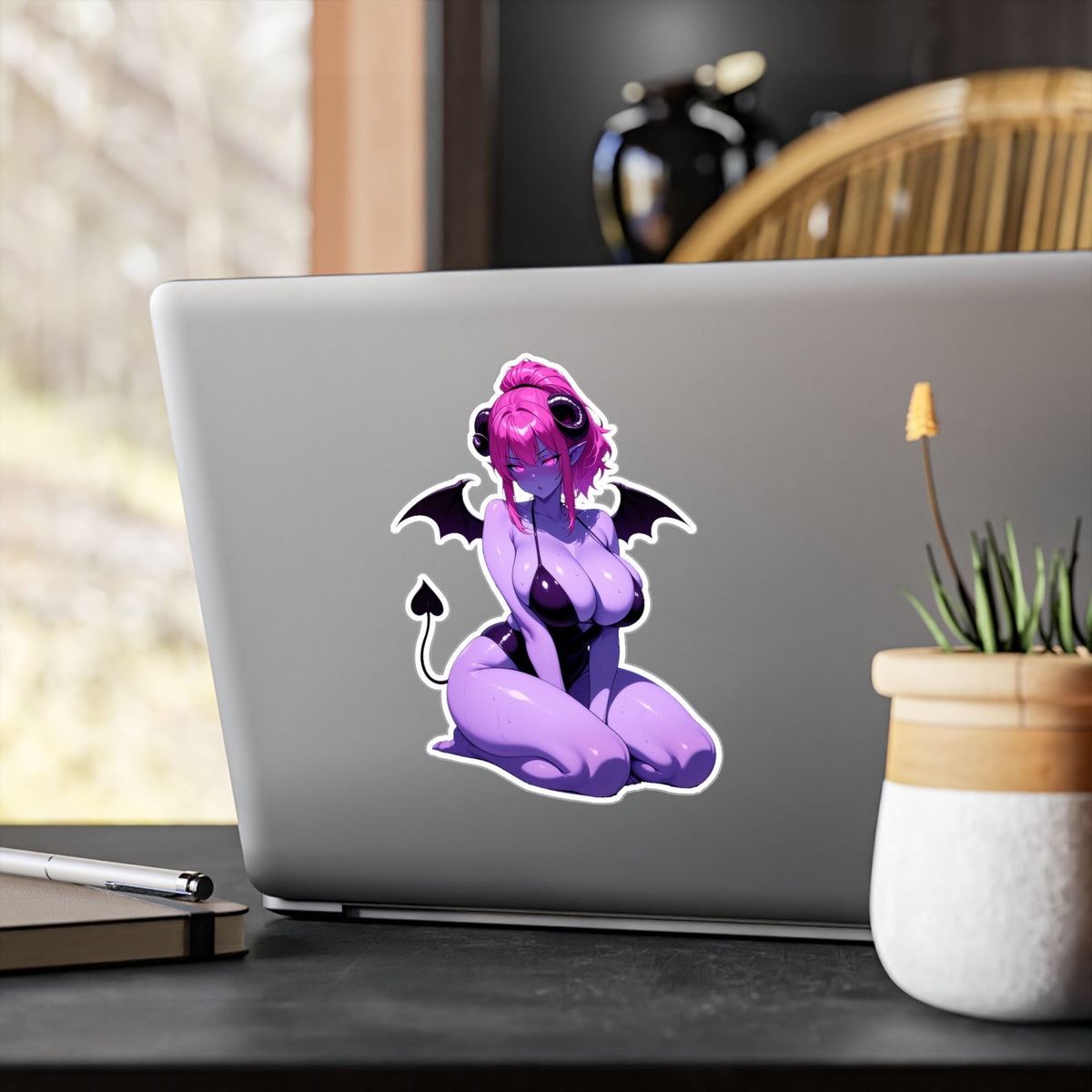 Lewd Purple Succubus Mommy Waifu Swimsuit Anime Sticker | NSFW Vinyl Die-Cut