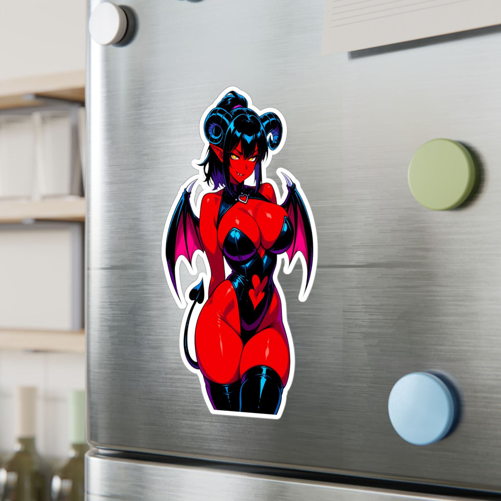 Succubus Vinyl Sticker — Kiss-Cut Red Demoness Decal