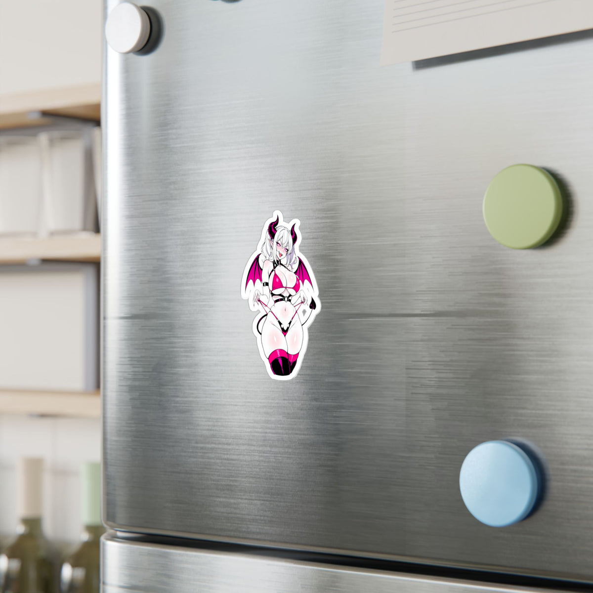 Lewd Pale Succubus Demon Girl Micro Bikini Anime Sticker | NSFW Vinyl Die-Cut