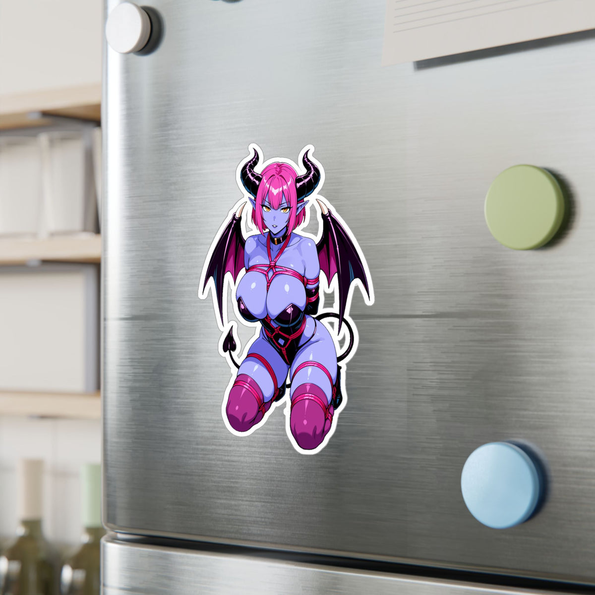 Purple Succubus Shibari Sticker - Lewd Anime Demon Girl Vinyl Decal - NSFW Waifu