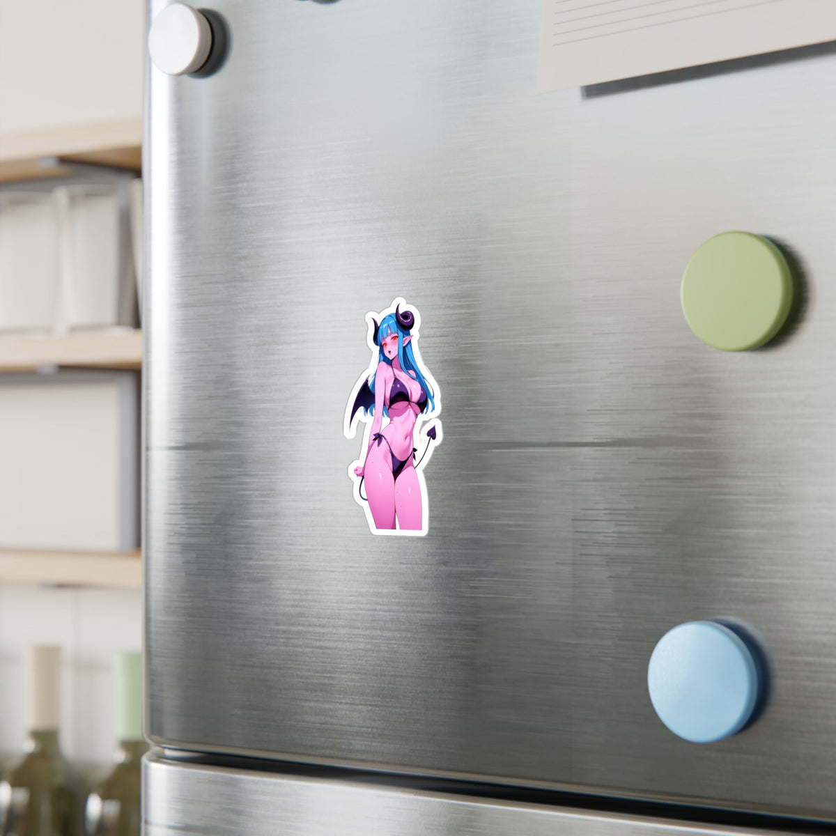Lewd Pink Succubus Demon Girl Bikini Anime Sticker | NSFW Vinyl Die-Cut