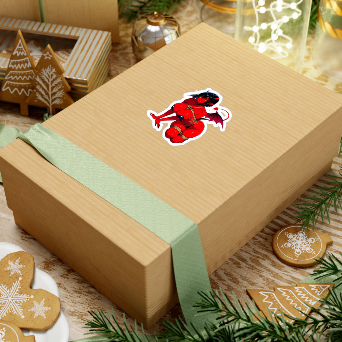 Red Succubus Shibari Sticker | Fantasy Demon Girl Vinyl Decal