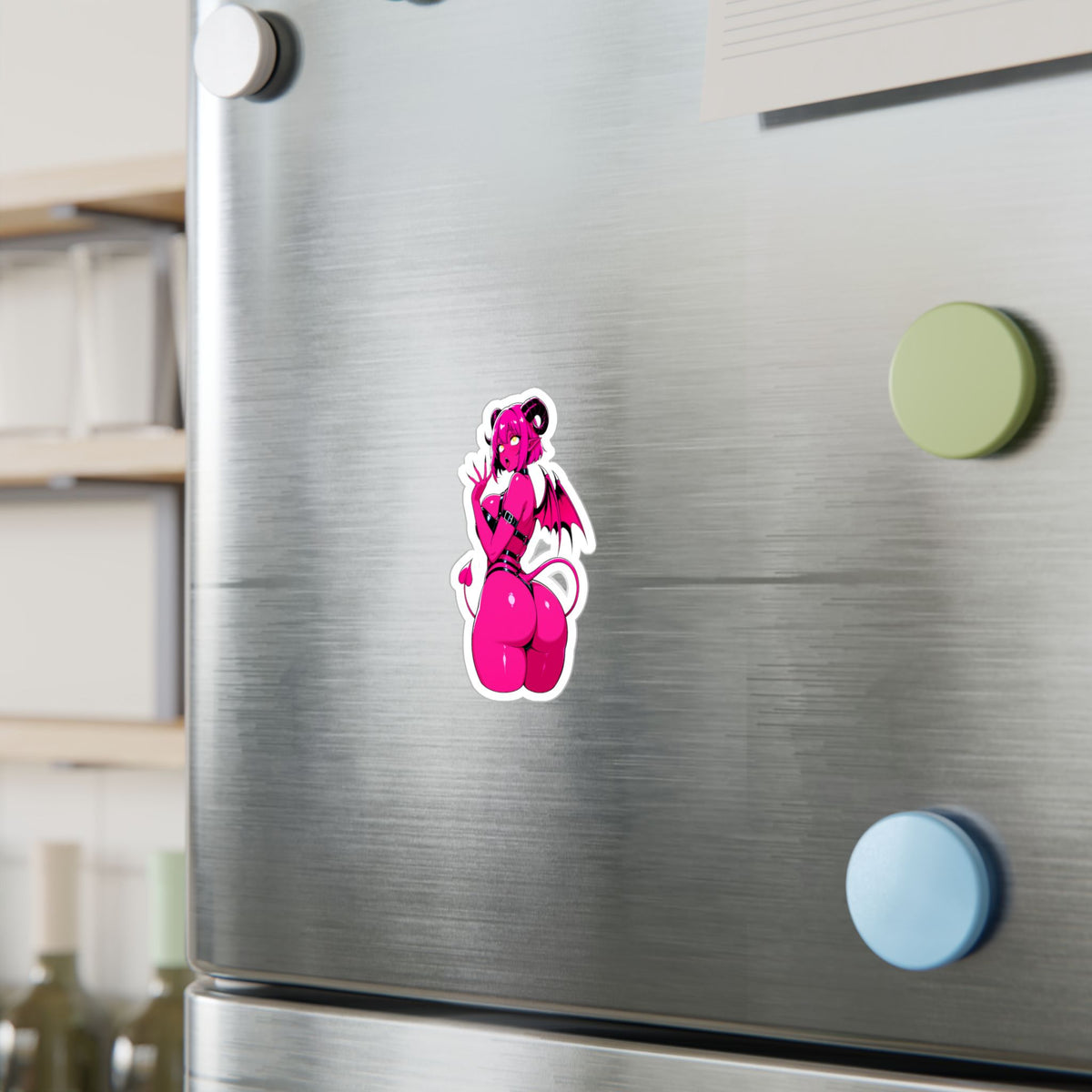 Pink Succubus Anime Sticker - Lewd Demon Girl Vinyl Decal - NSFW Waifu Laptop, Window, Car, Bottle Sticker