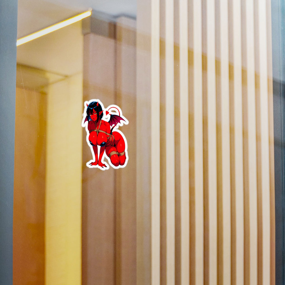 Red Succubus Shibari Sticker | Fantasy Demon Girl Vinyl Decal