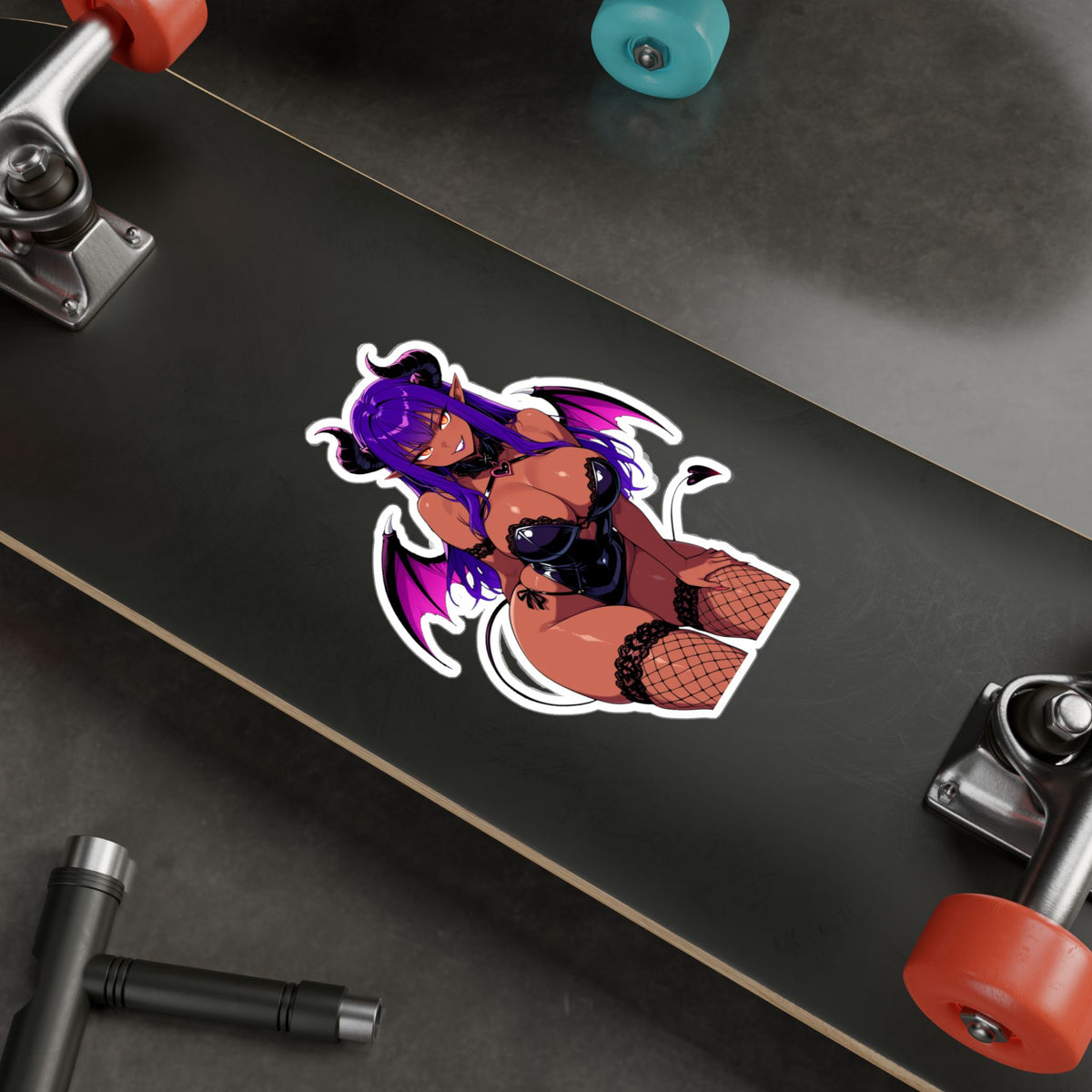 Purple Hair Tan Succubus Sticker Kiss-Cut Vinyl Decal | Anime Demon Girl