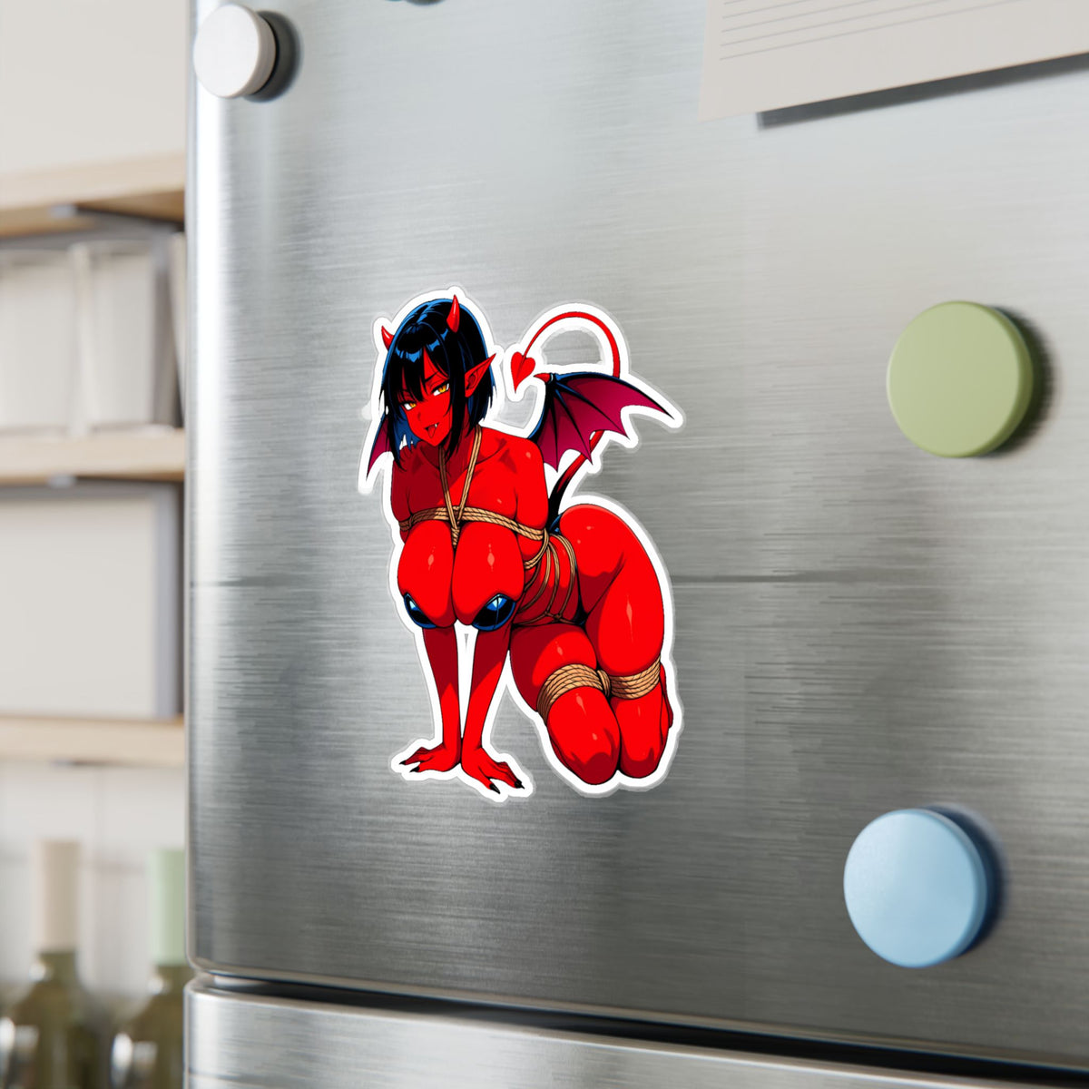 Red Succubus Shibari Sticker | Fantasy Demon Girl Vinyl Decal